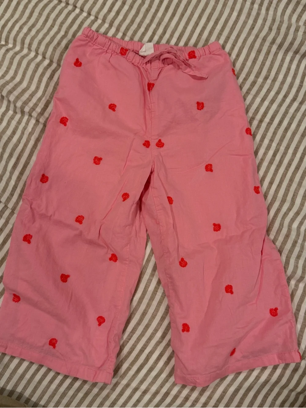 GAP Pink Pajama Bottoms with Red Heart Motif